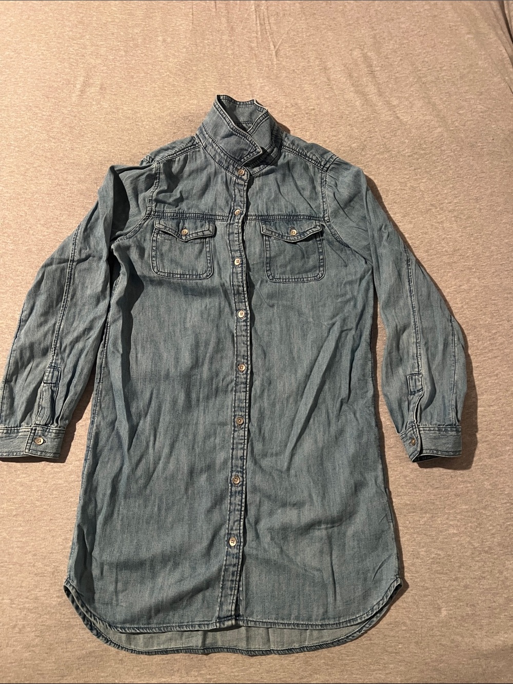 GAP Light Blue Denim Button-Down Longline Shirt